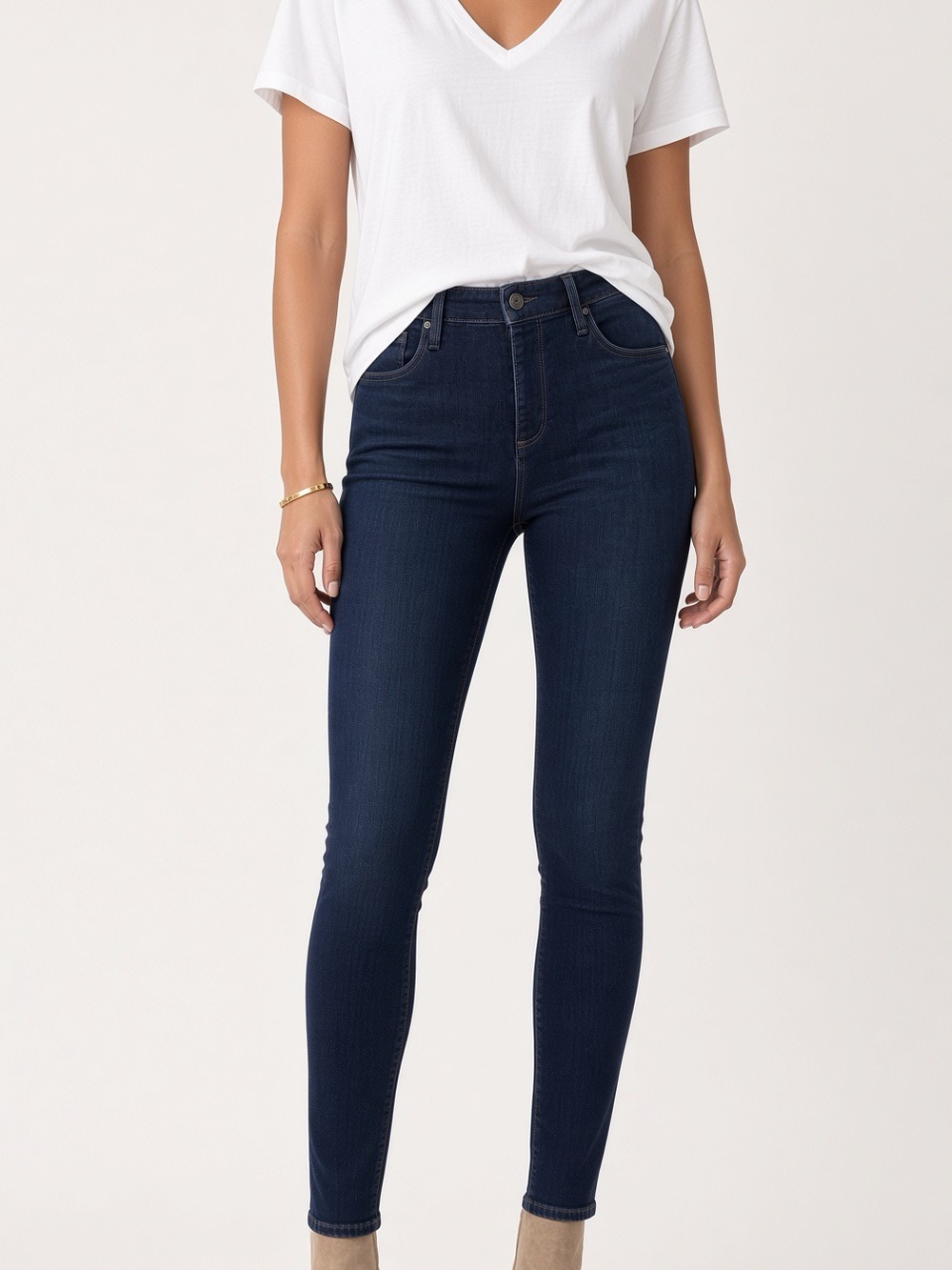 AG “Farrah” High-Rise Skinny Jeans in Dark Indigo